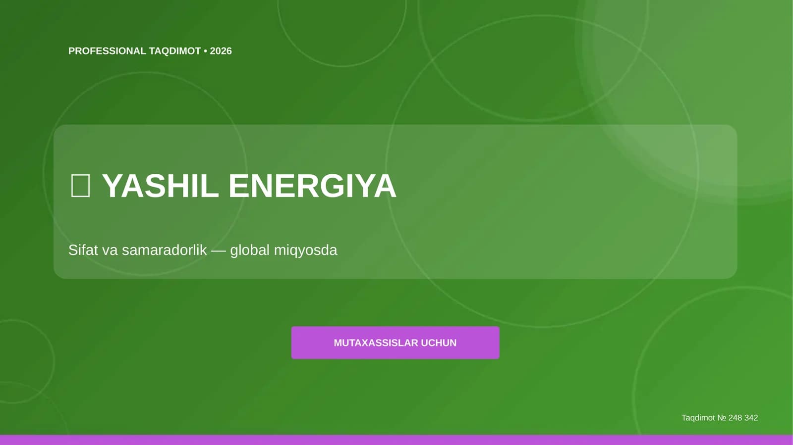 Yashil energiya: sifat va samaradorlik