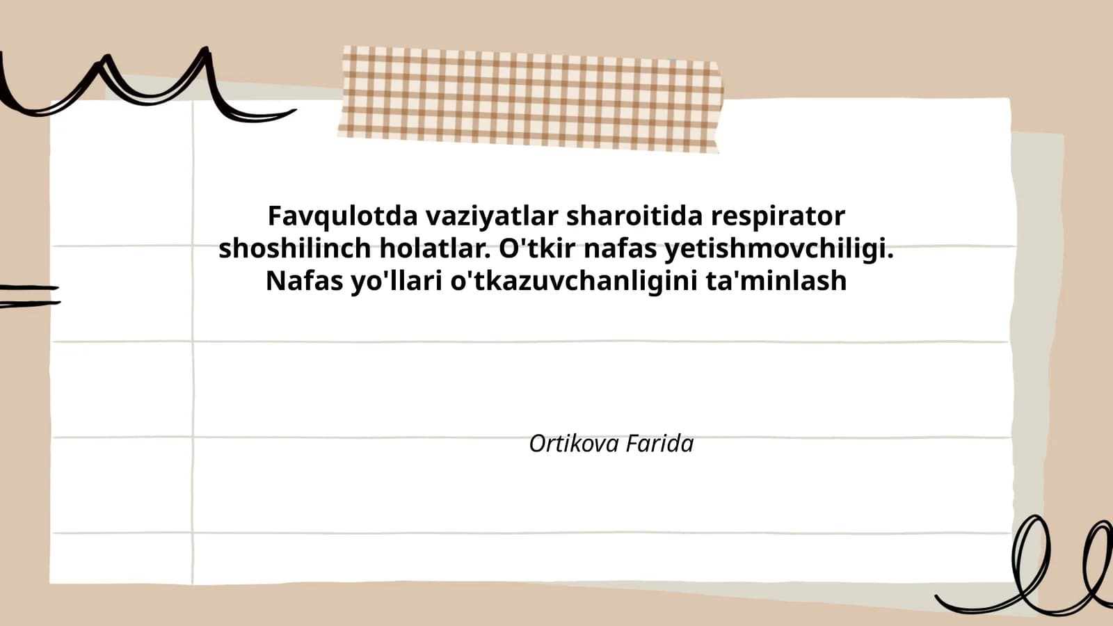 Nafas yo'llari anatomiyasi va favqulot holatlarda ahamiyati
