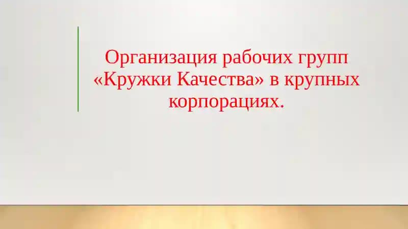 Организация рабочих групп «Кружки Качества» в крупных корпорациях.