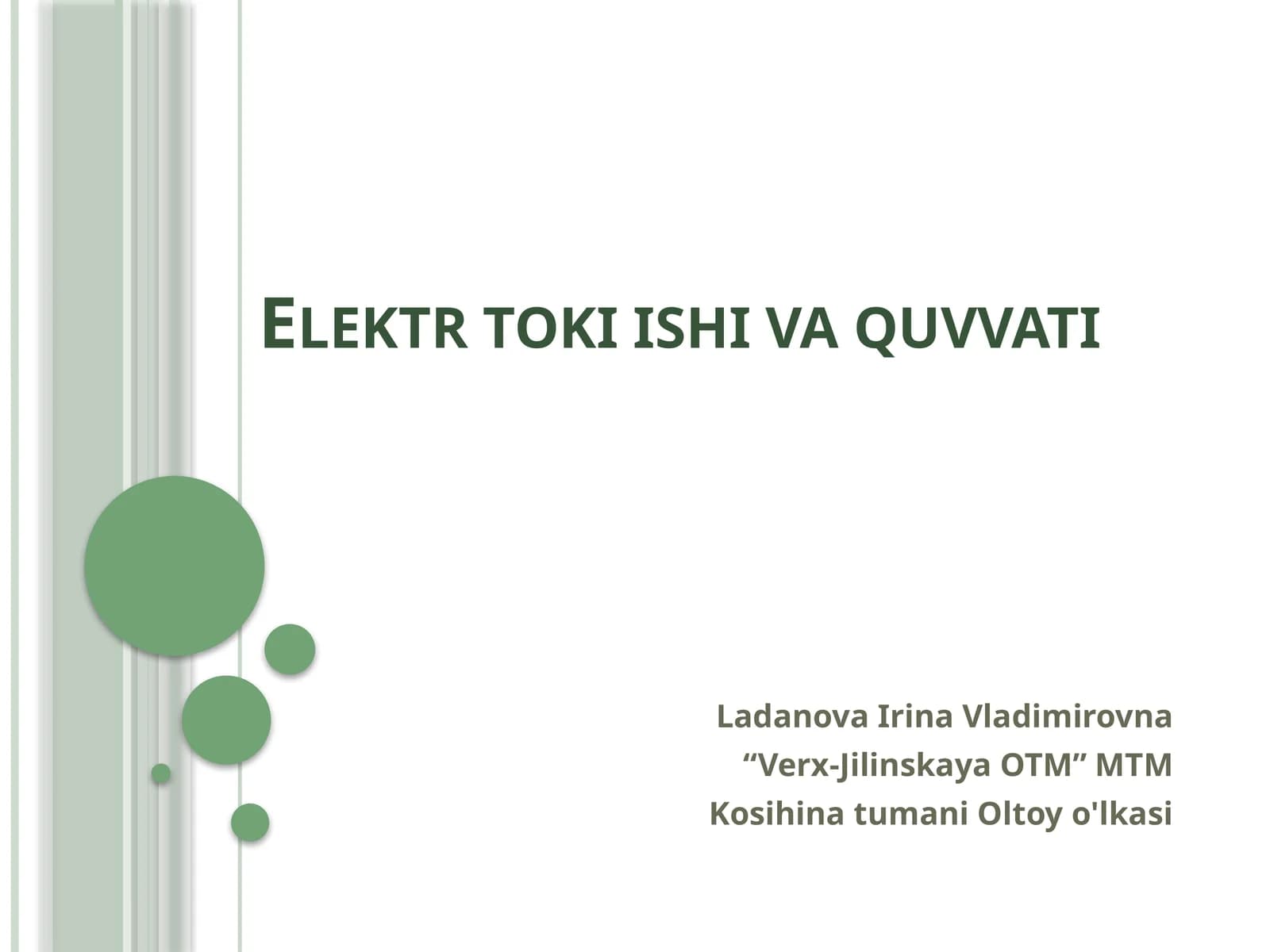 Fizika - Elektr toki ishi va quvvati (8-sinf)