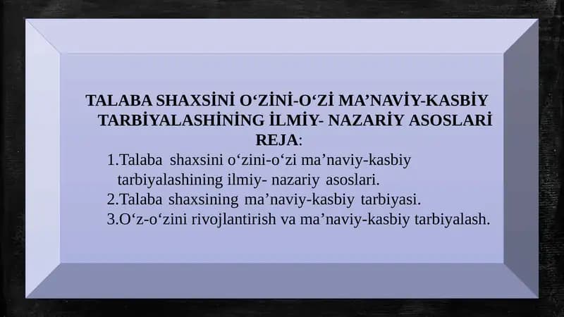 Ma’naviy-Kasbiy Tarbiya
