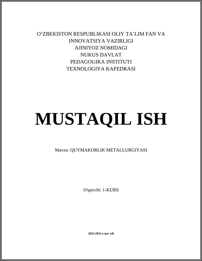 QUYMAKORLIK METALLURGIYASI