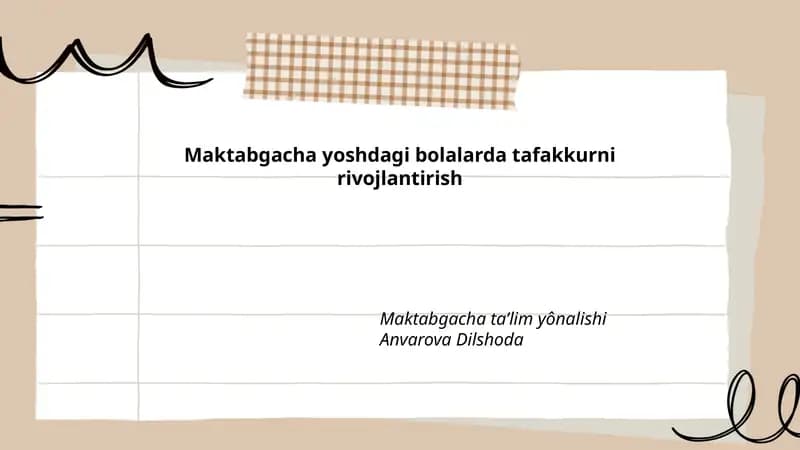 Maktabgacha yoshdagi bolalarda tafakkurni rivojlantirish