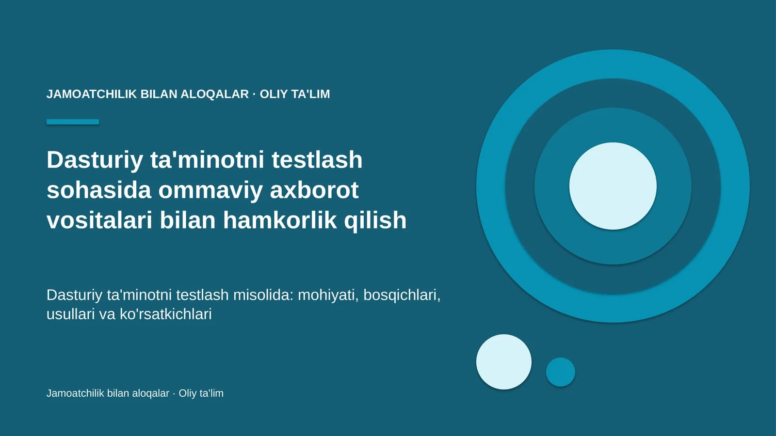 Jamoatchilik bilan aloqalar · Oliy ta'lim