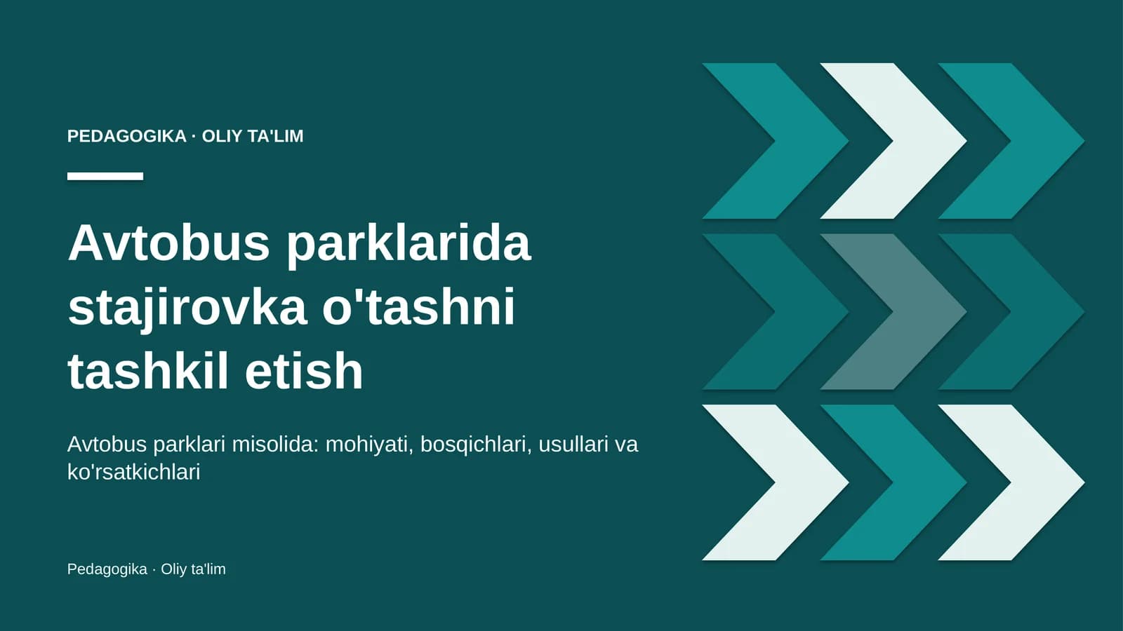 Avtobus parklarida stajirovka o'tashni tashkil etish