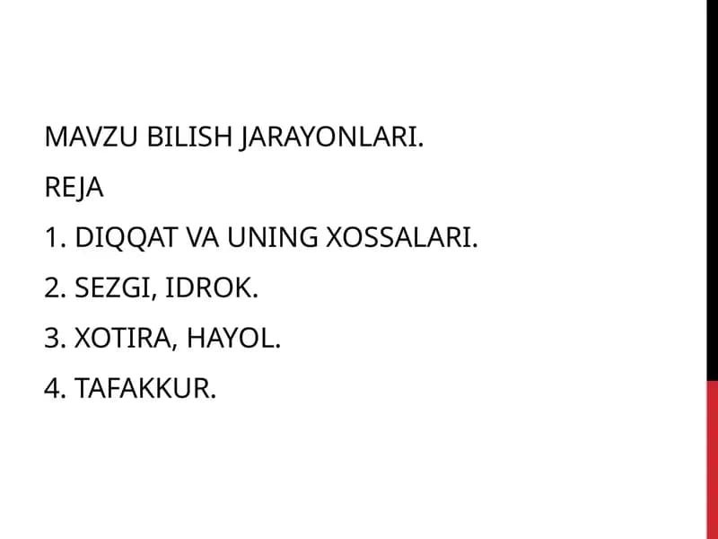 MAVZU BILISH JARAYONLARI