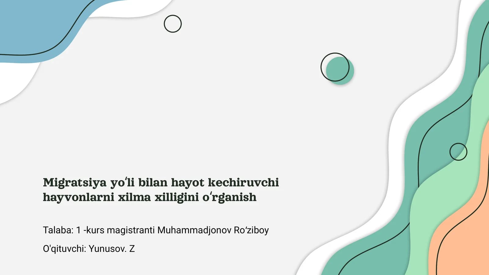 Migratsiya yo'li bilan hayot kechiruvchi hayvonlarni xilma xilligini o'rganish