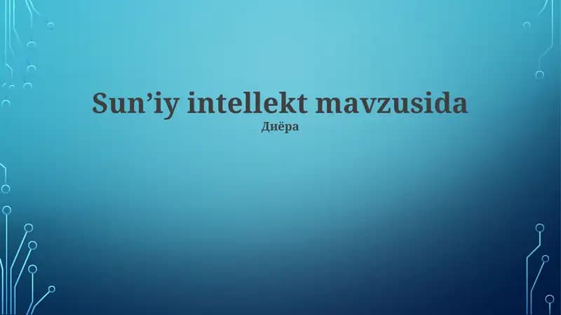 Sun'iy intellekt mavzusida