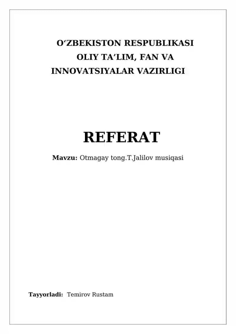 Otmagay tong.T.Jalilov musiqasi