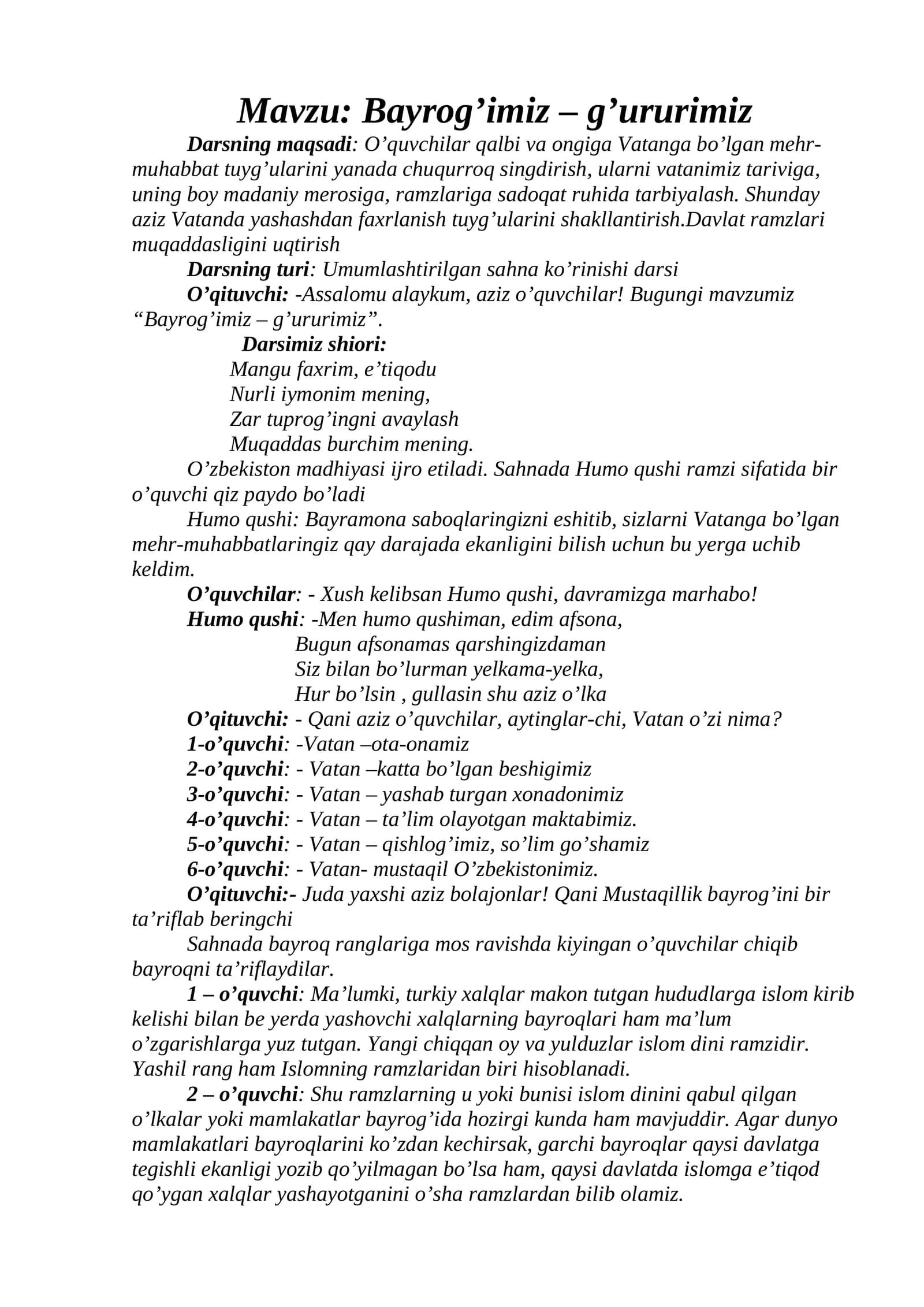 Bayrog’imiz – g’ururimiz