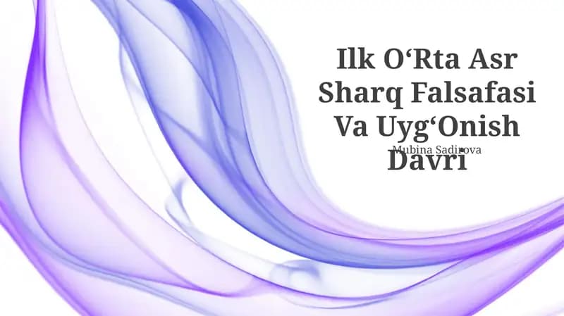 Ilk Oʻrta Asr Sharq Falsafasi Va UygʻOnish Davri