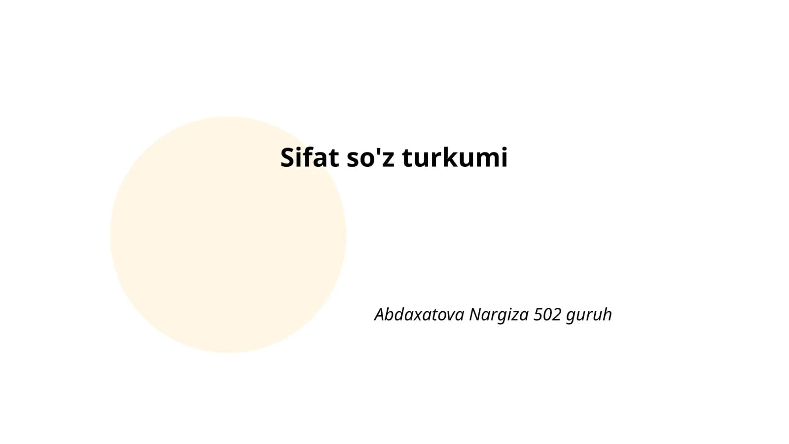 Sifat so'z turkumi