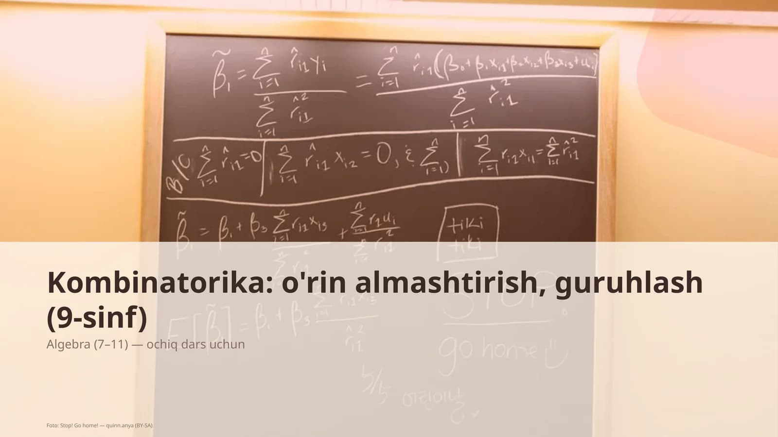 Kombinatorika: o'rin almashtirish, guruhlash (9-sinf)