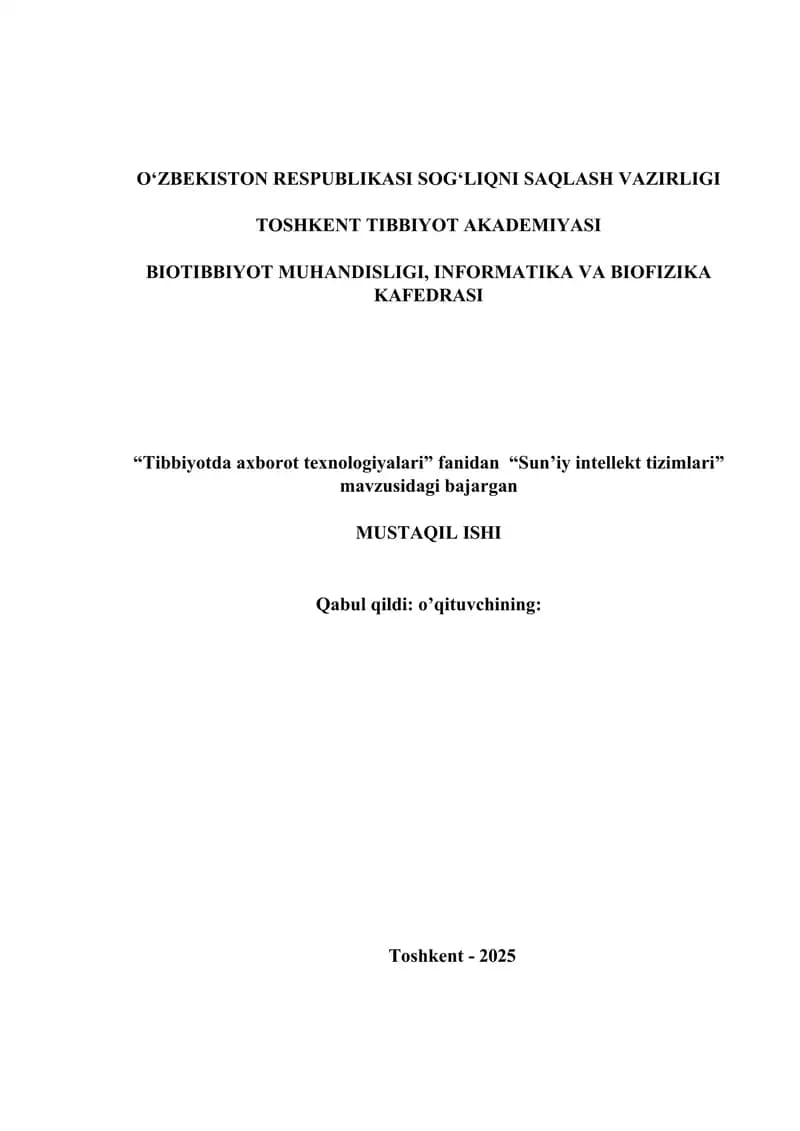 "Sun’iy intellekt tizimlari"