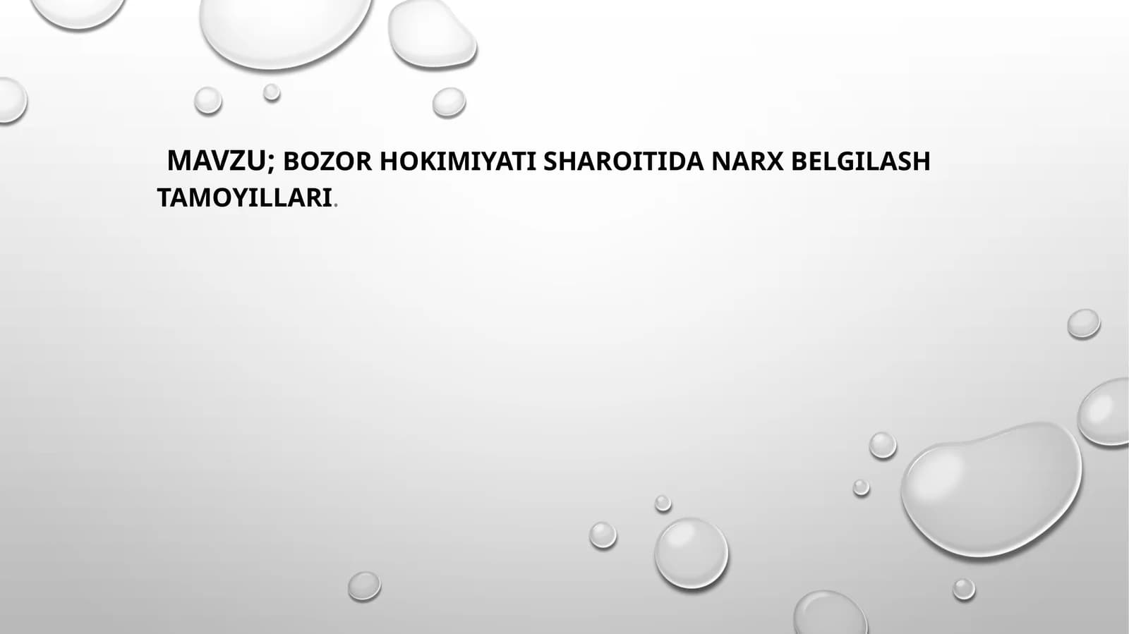 Bozor hokimiyati sharoiatida narx belgilash tamoyillari