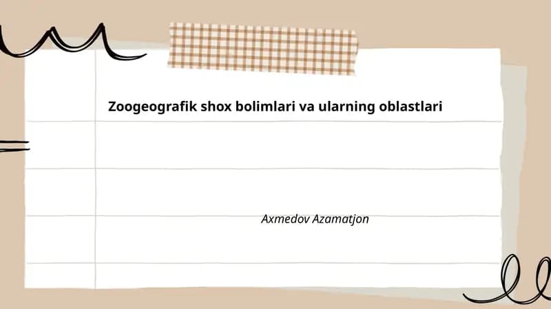 Zoogeografik shox bolimlari va ularning oblastlari