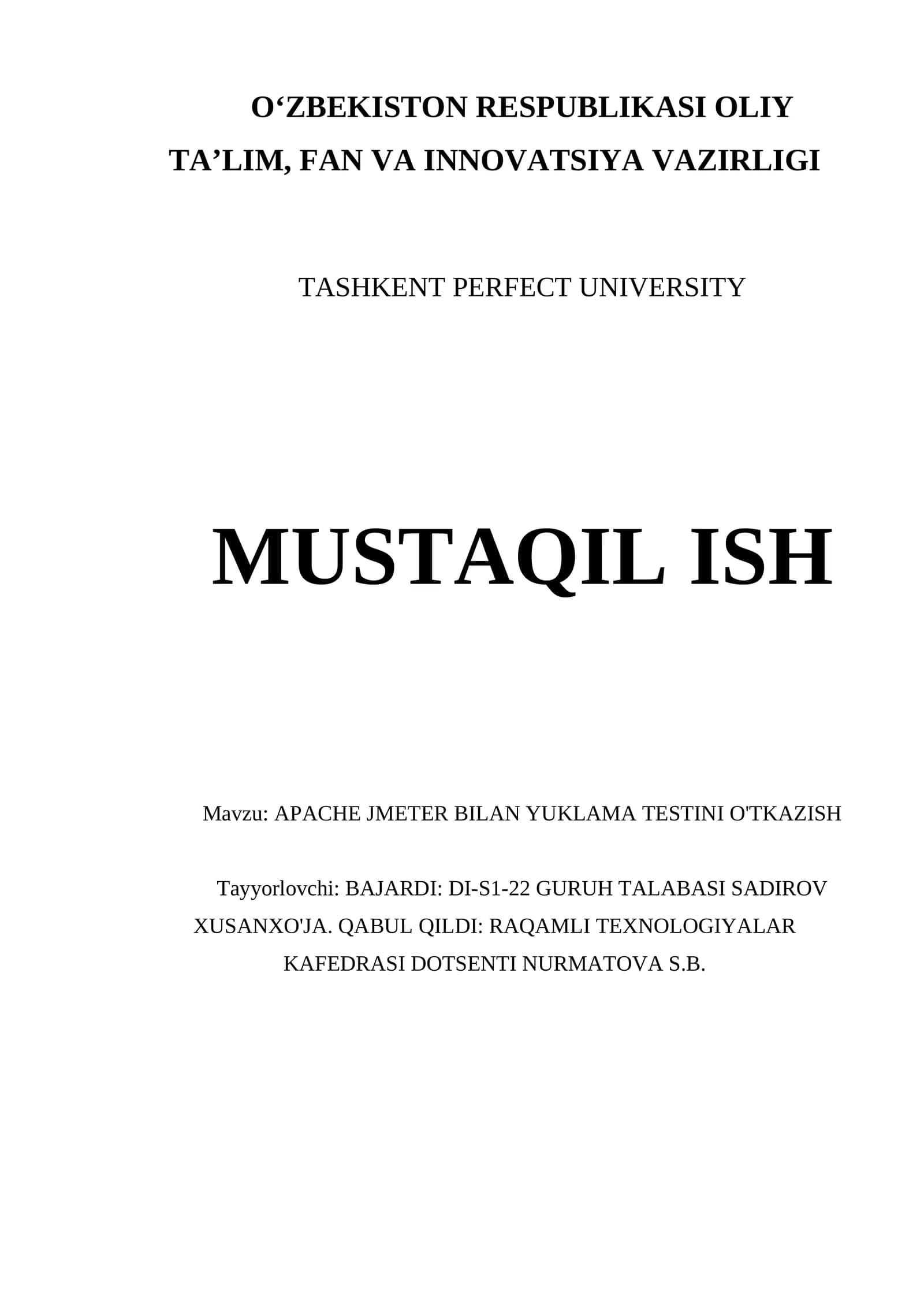 APACHE JMETER BILAN YUKLAMA TESTINI O'TKAZISH