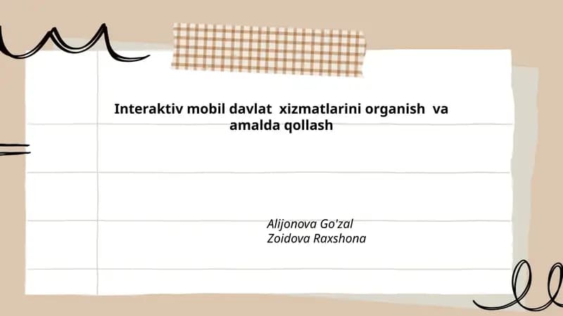 Interaktiv mobil davlat xizmatlarini organish va amalda qollash