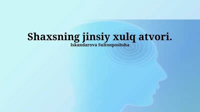 Jinsiy Xulqning Psixologik Aspektlari