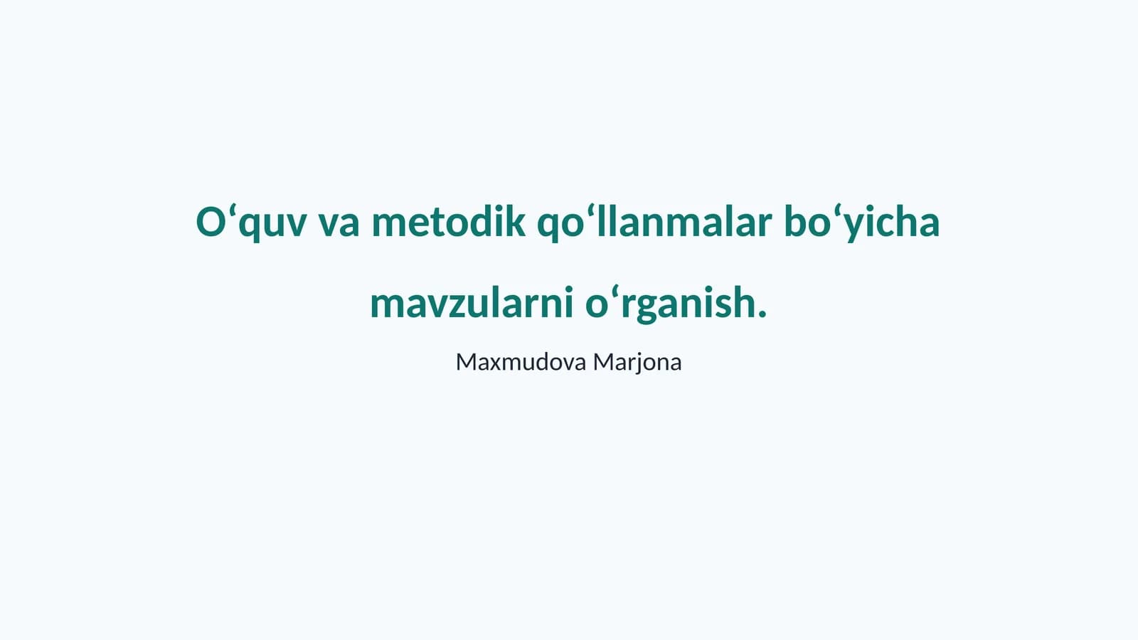 Oʻquv va metodik qoʻllanmalar