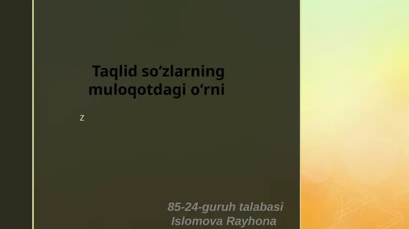 Taqlid Soʻzlar