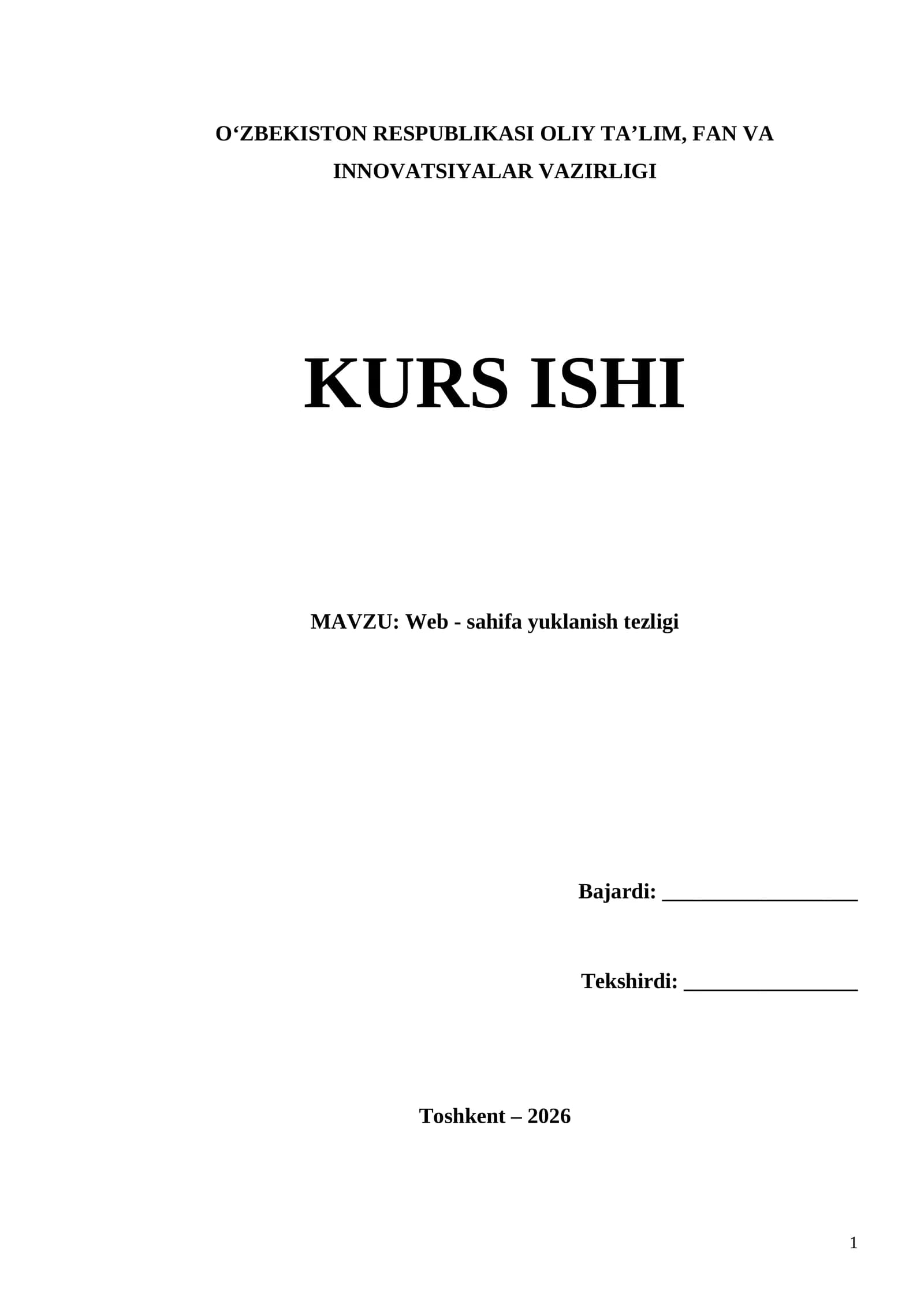 Web - sahifa yuklanish tezligi