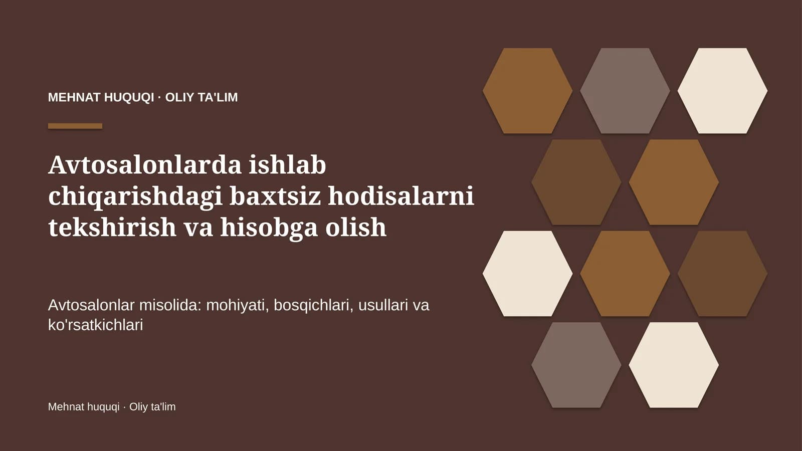 Avtosalonlarda ishlab chiqarishdagi baxtsiz hodisalarni tekshirish va hisobga olish