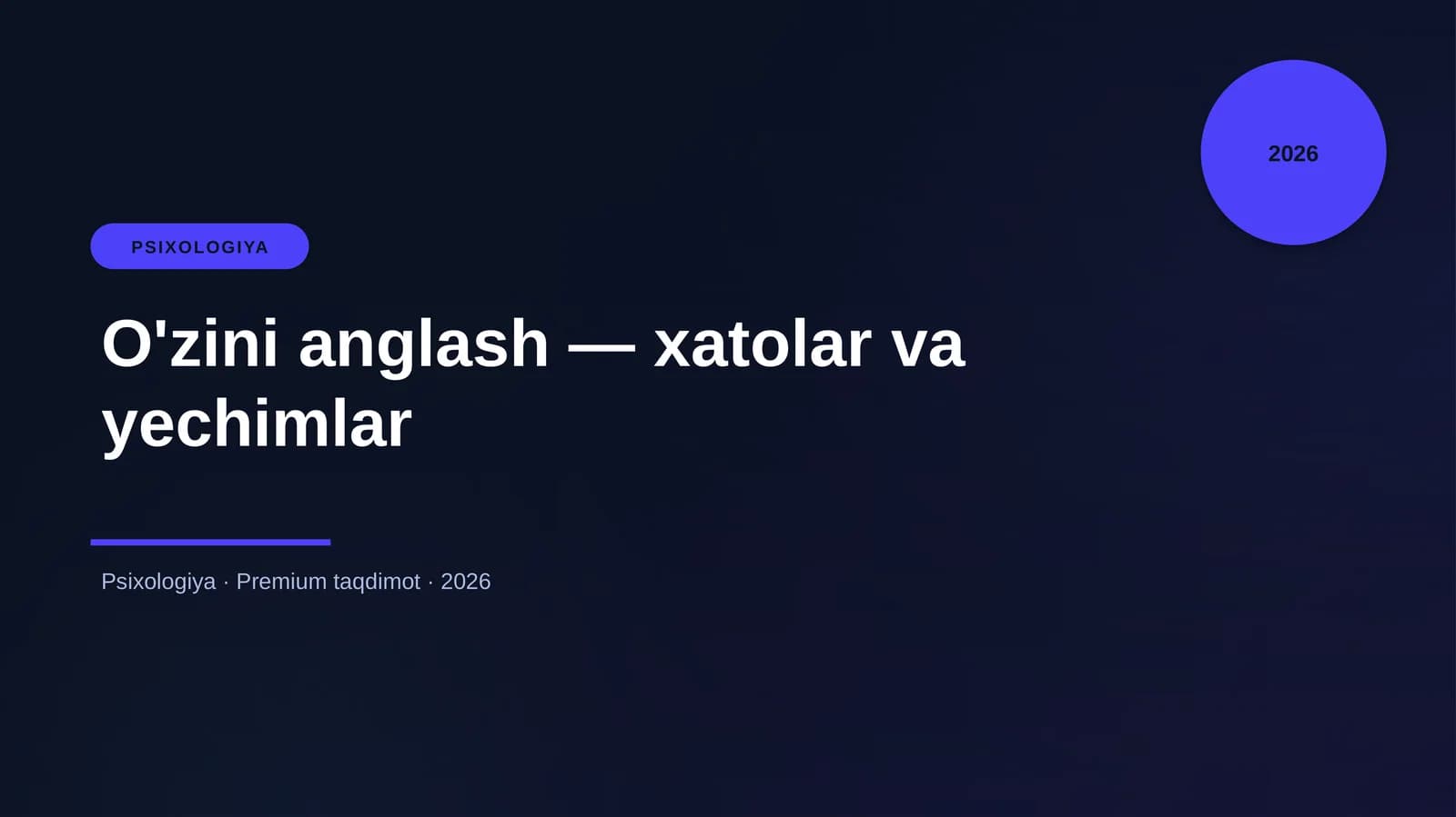 O'zini anglash — xatolar va yechimlar