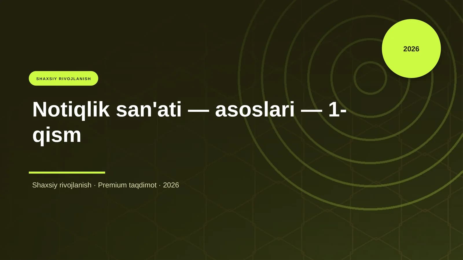 Notiqlik san'ati — asoslari — 1-qism
