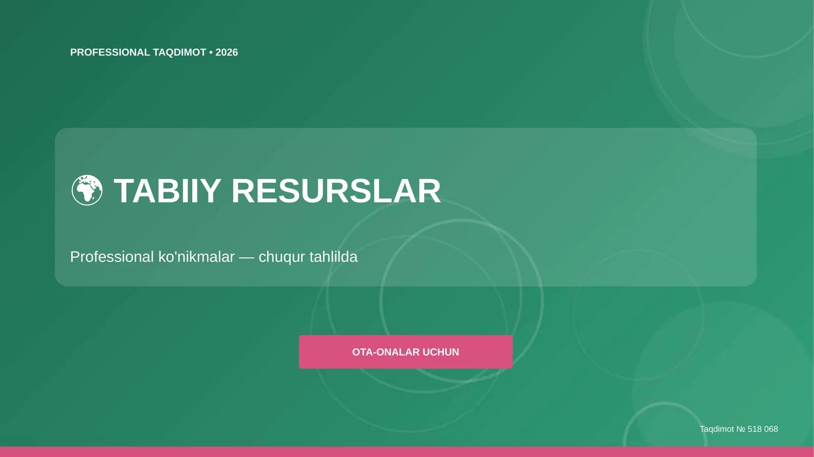 Tabiiy resurslar: professional ko'nikmalar — chuqur tahlilda [ota-onalar uchun]