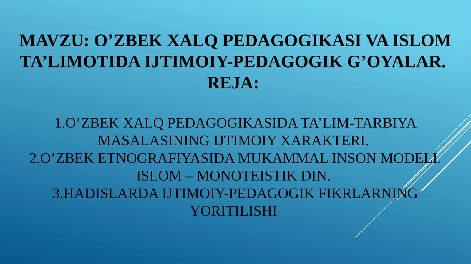 O’zbekxalq pedagogikasi