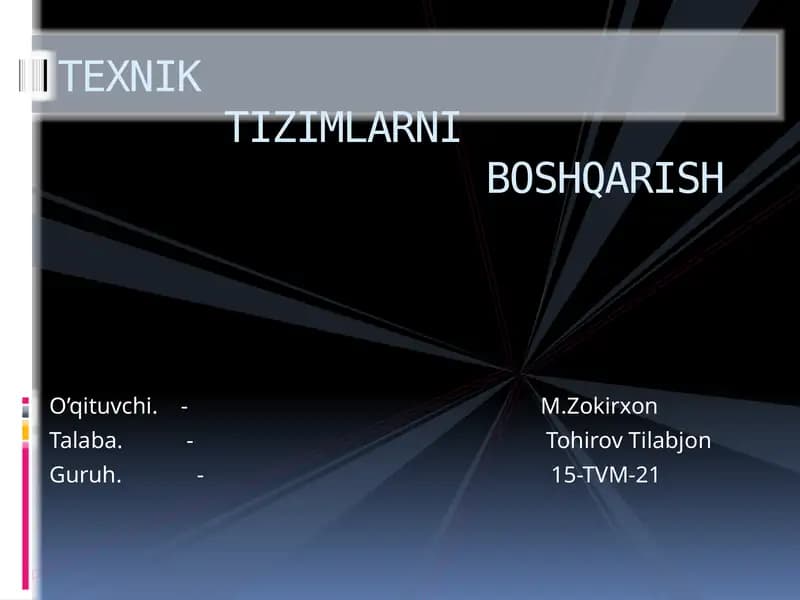 TEXNIKTIZIMLARNIBOSHQARISH