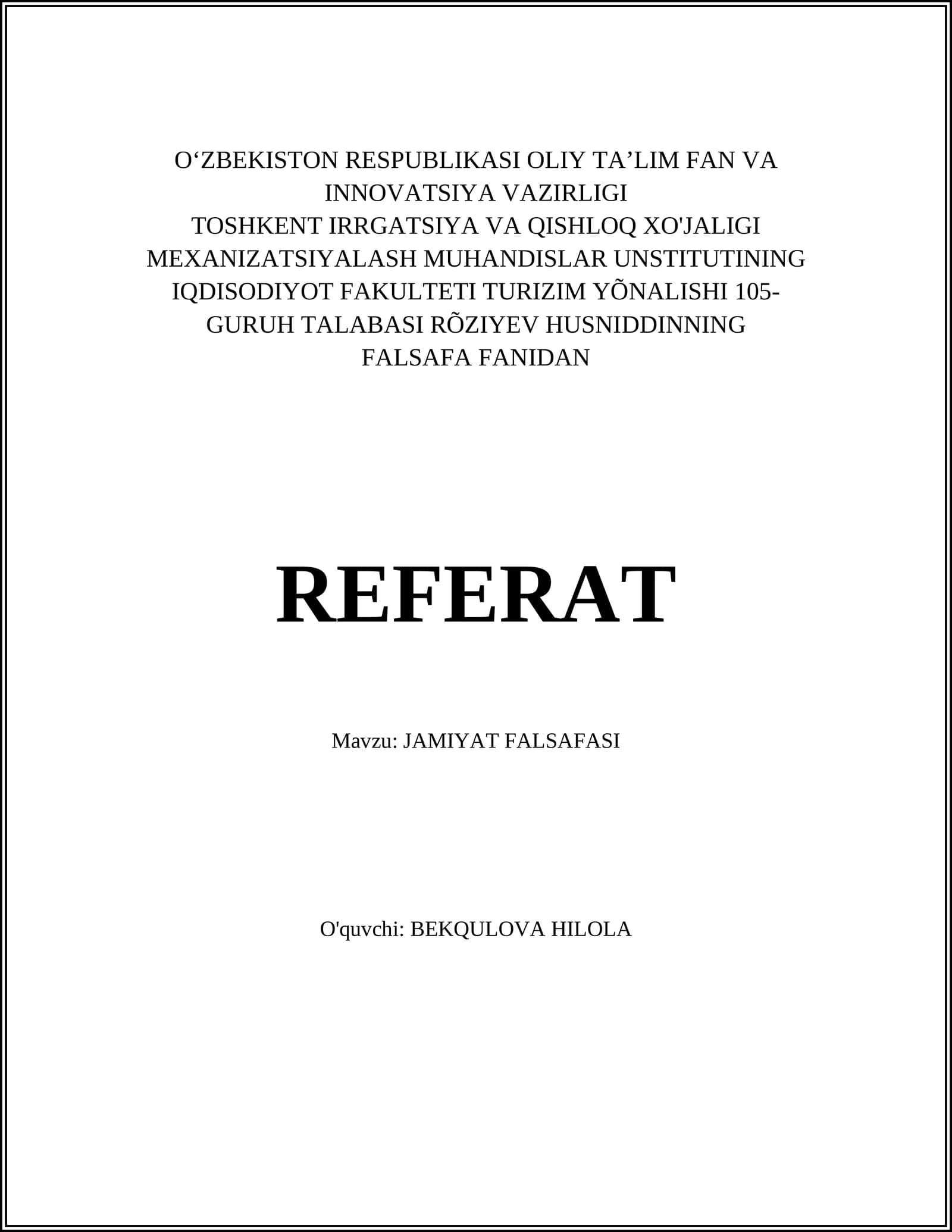 JAMIYAT FALSAFASI