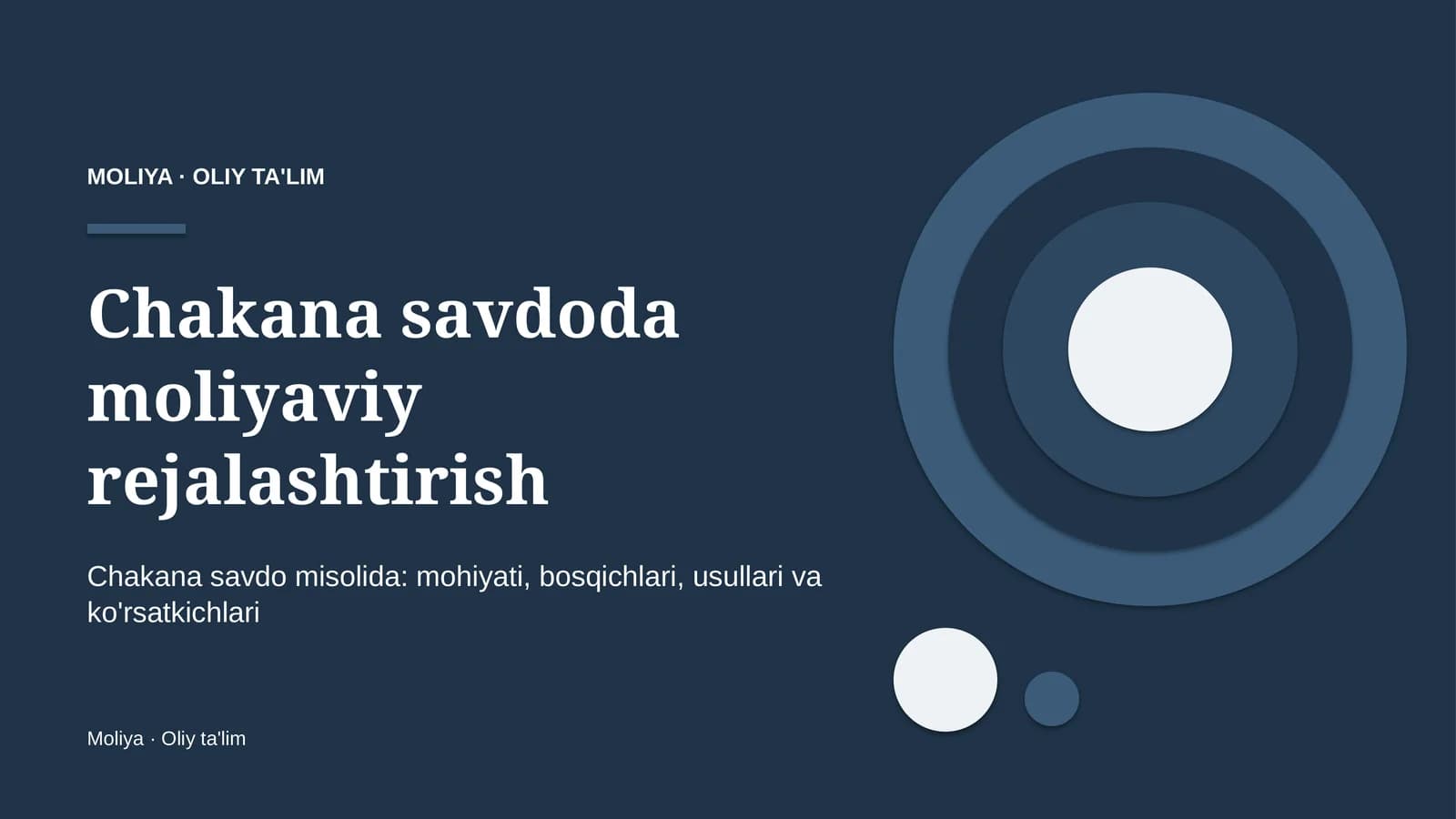 Chakana savdoda moliyaviy rejalashtirish