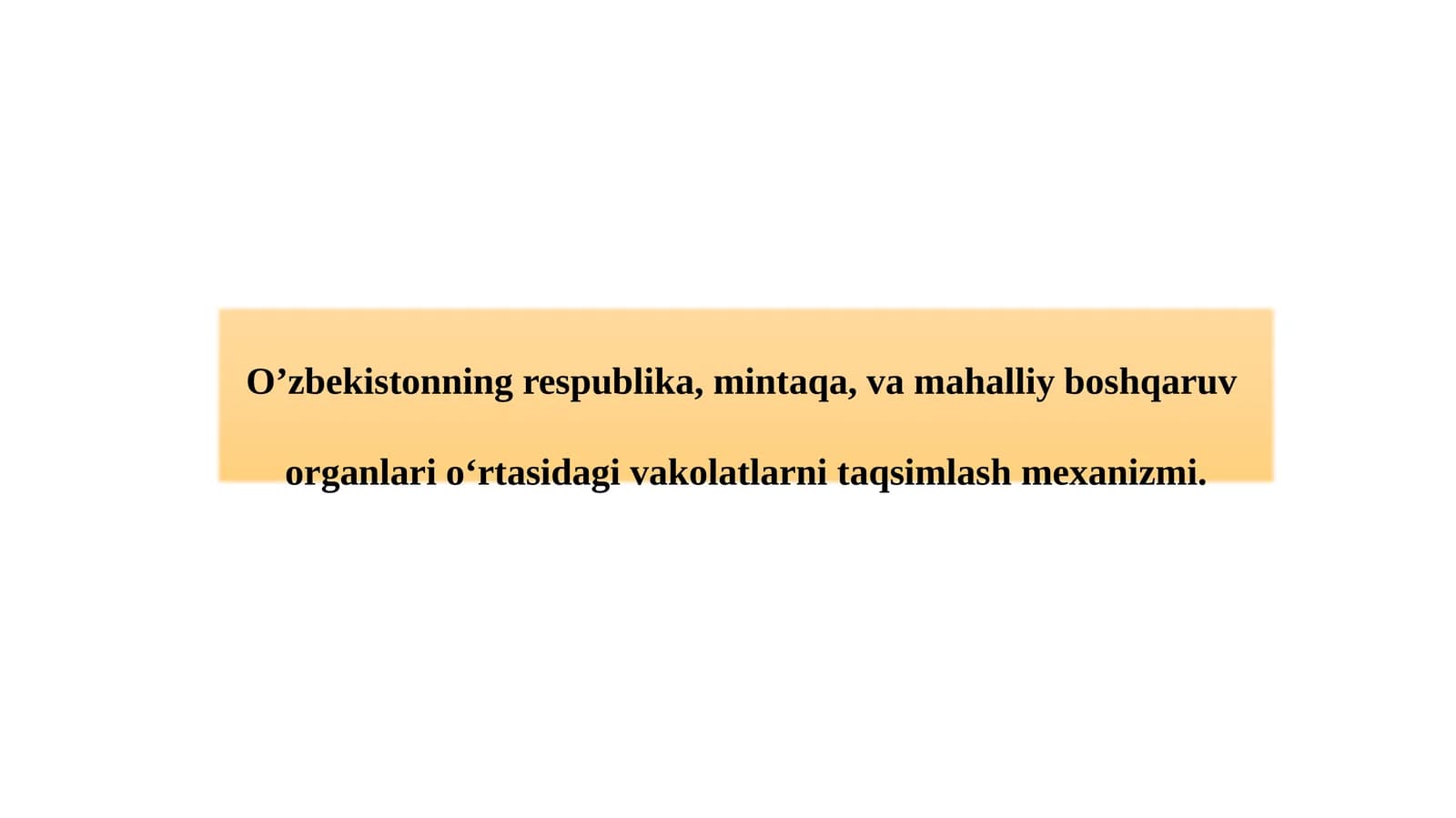 Mahalliy boshqaruv organlarining faoliyati