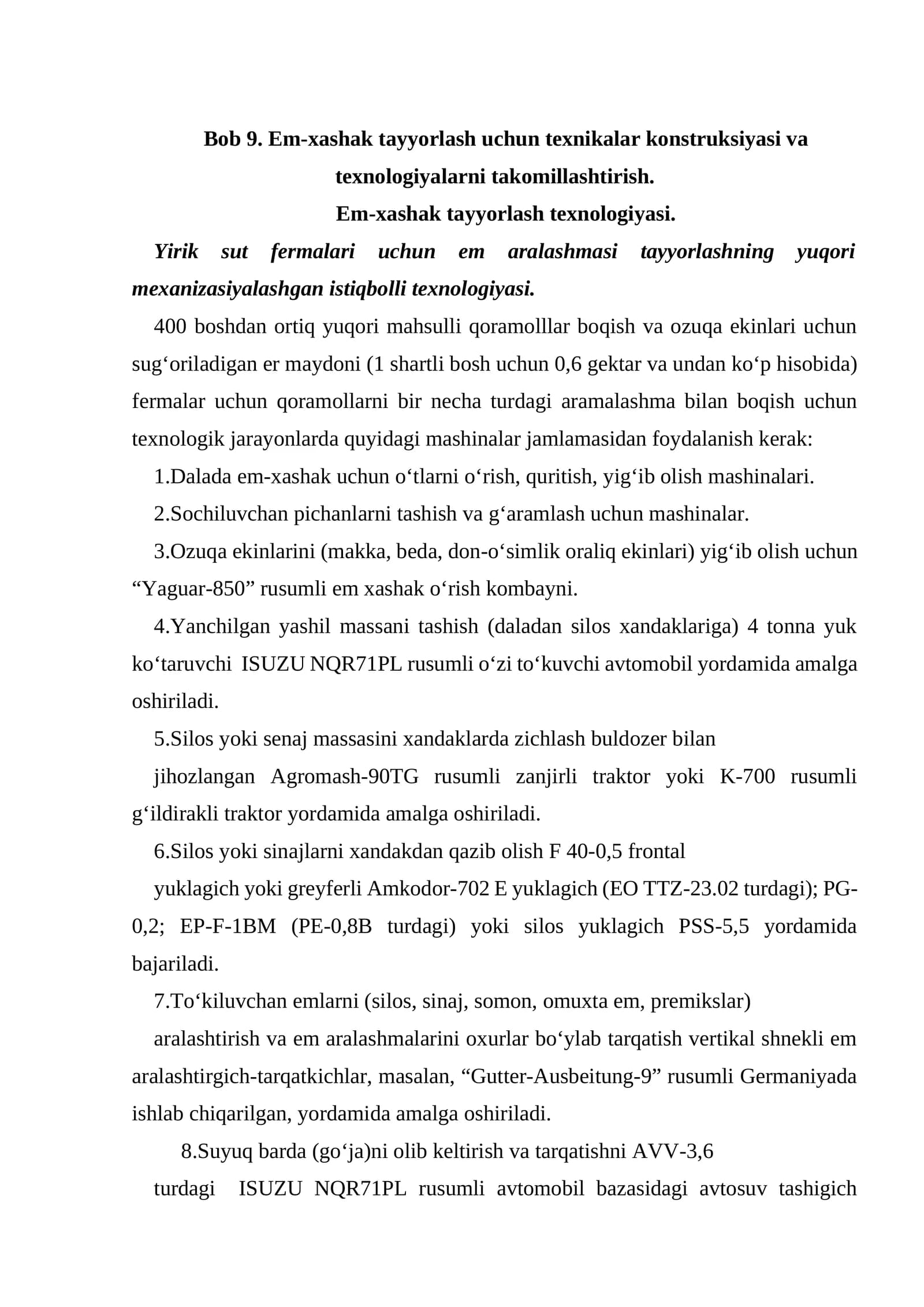 Em-xashak tayyorlash uchun texnikalar konstruksiyasi va texnologiyalarni takomillashtirish