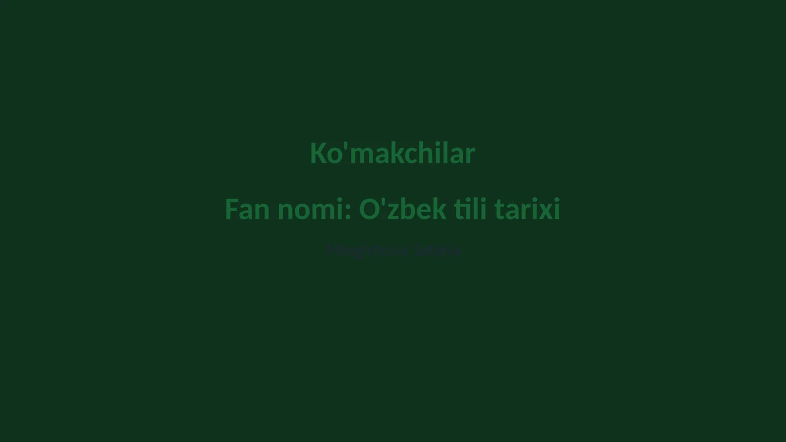 O'zbek tili tarixi
