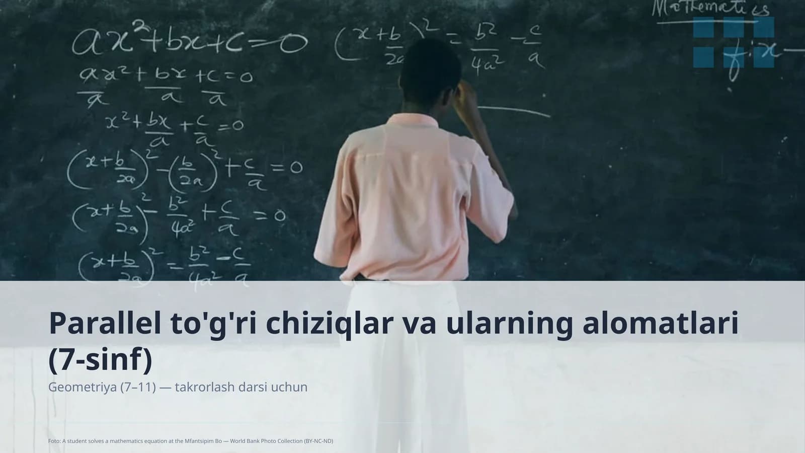 Parallel to'g'ri chiziqlar va ularning alomatlari (7-sinf)