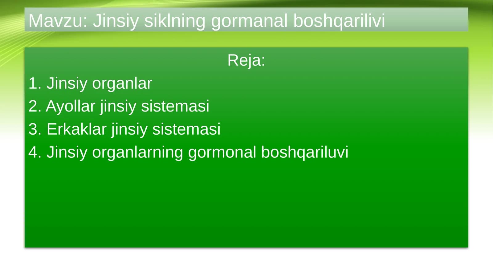 Jinsiy siklning gormanal boshqarilishi