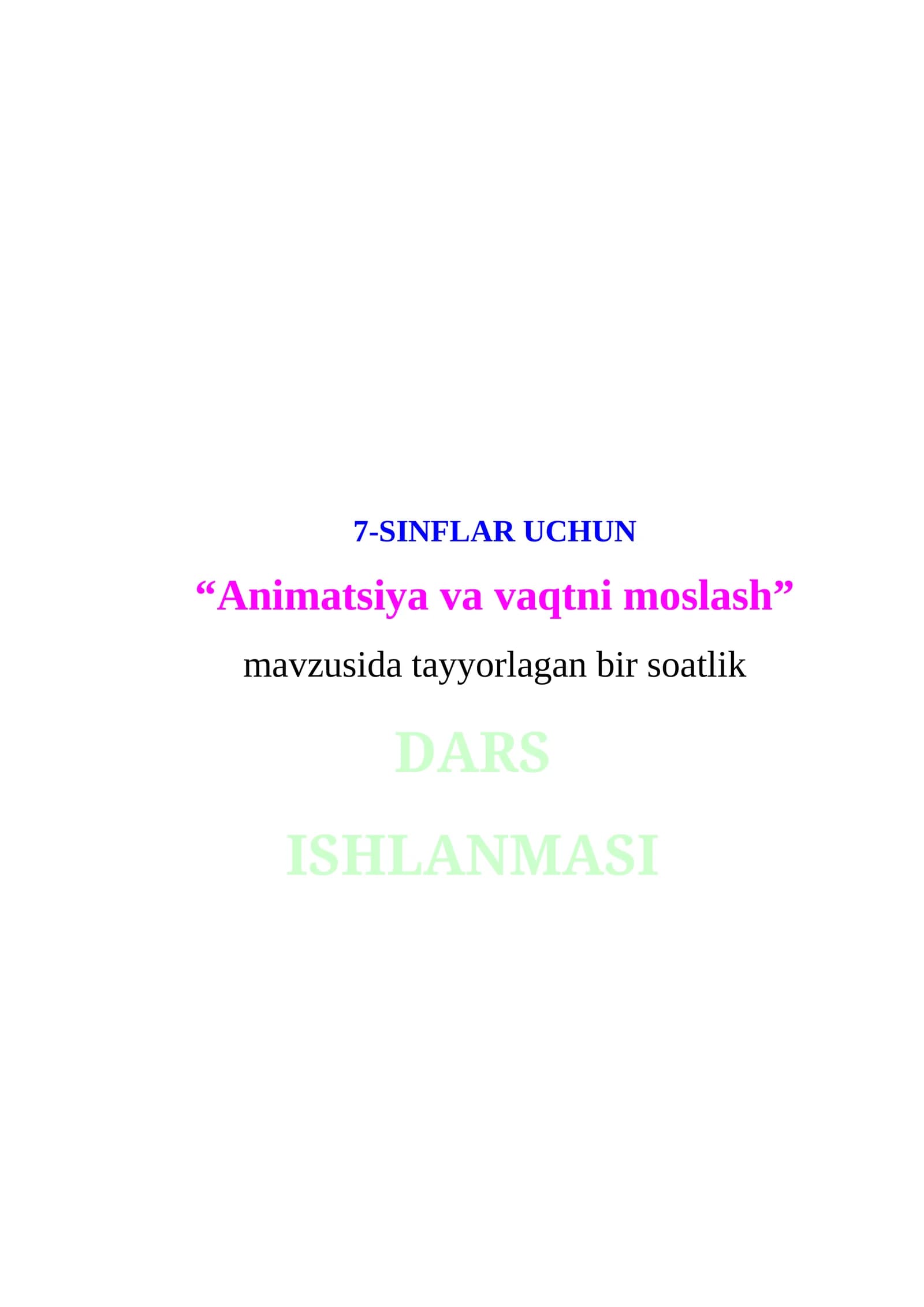 Animatsiya va vaqtni moslash