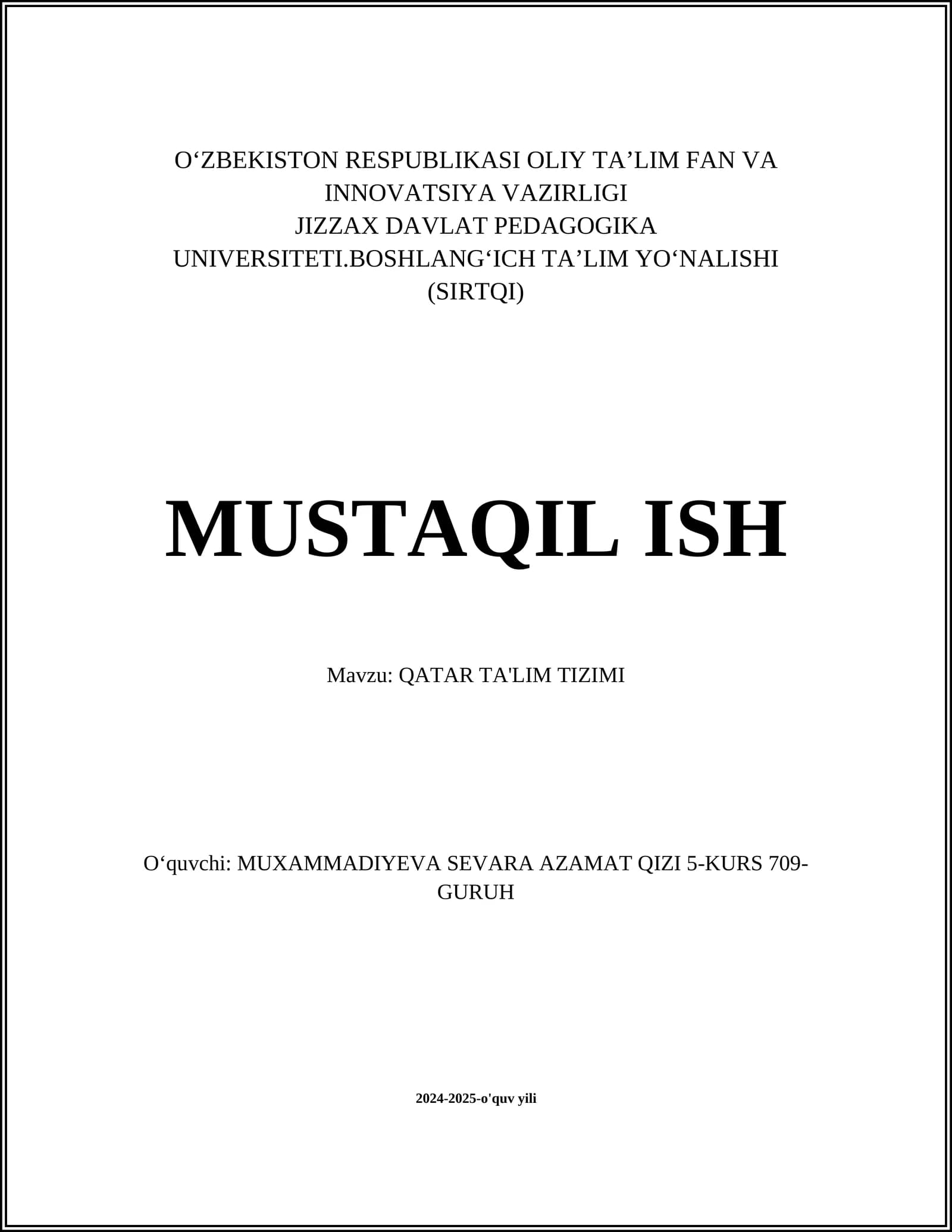 QATAR TA'LIM TIZIMI