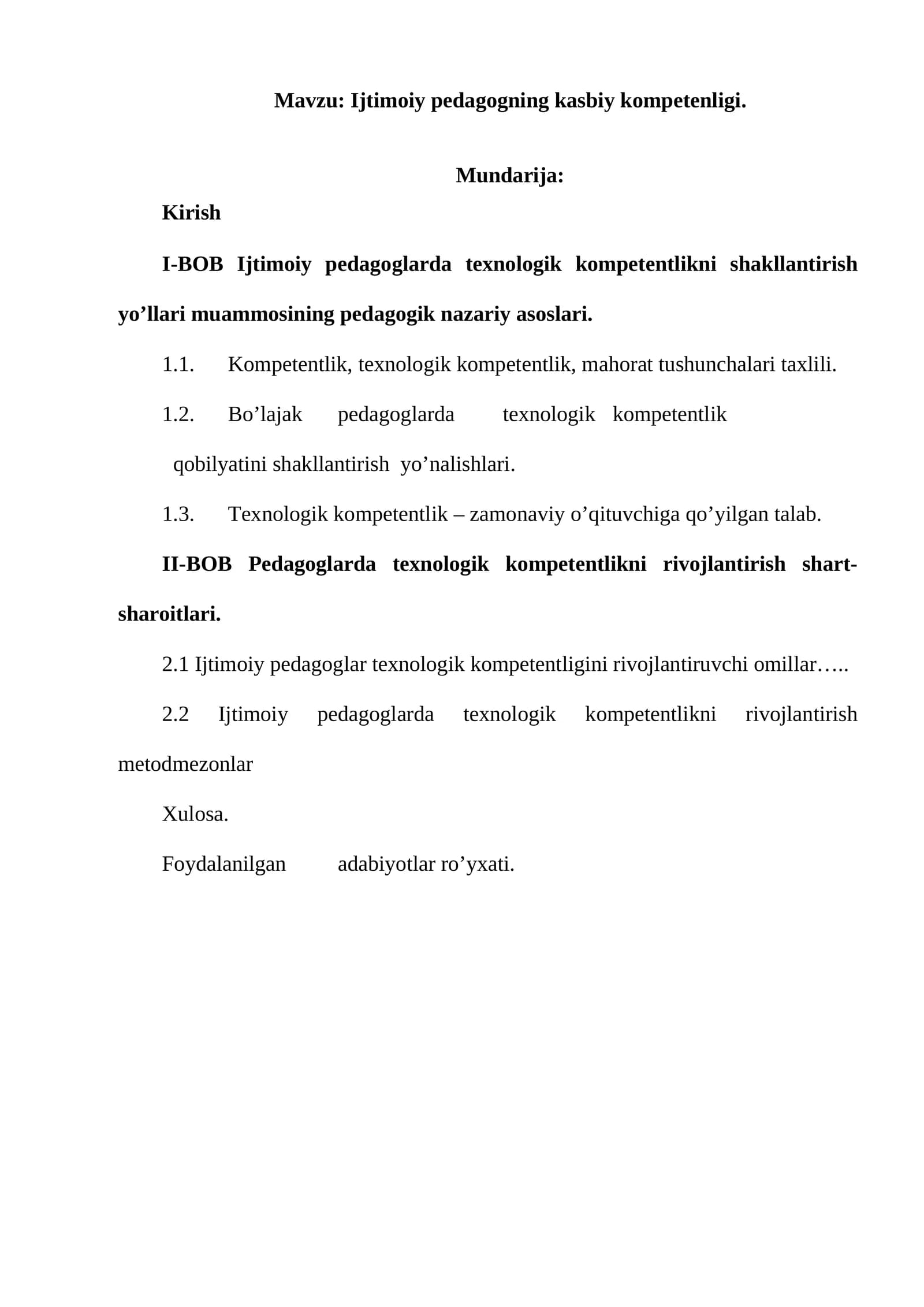 Ijtimoiy pedagogning kasbiy kompetenligi