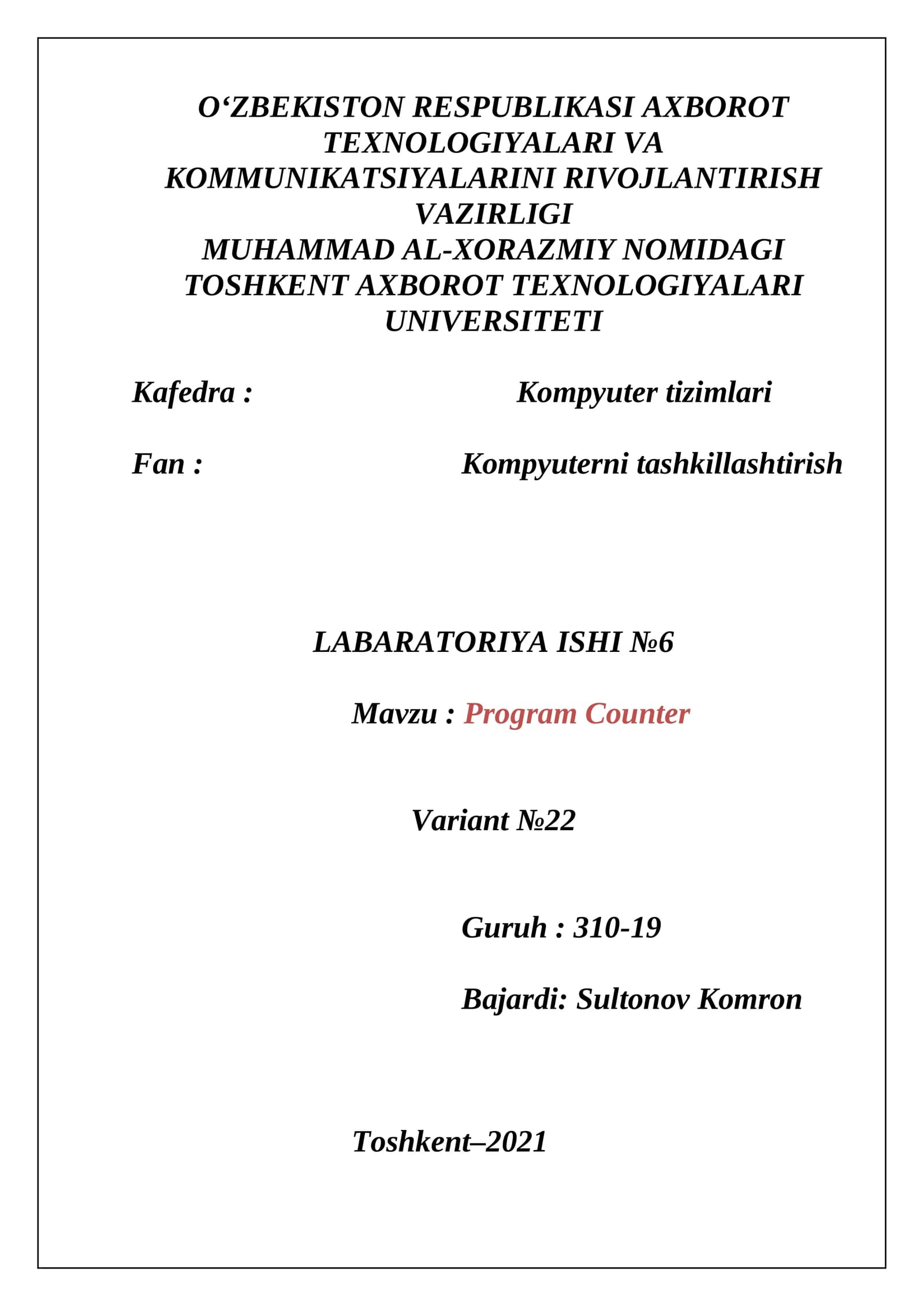 Program Counter