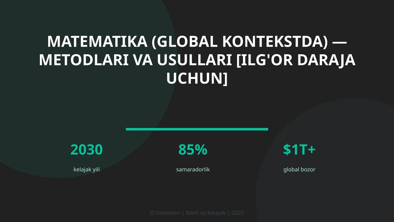 Matematika (GLOBAL KONTEKSTDA) — METODLARI VA USULLARI [ILG'OR DARAJA UCHUN]