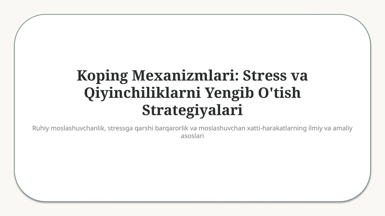 Koping mexanizmlari — stressni yengishning psixologik usullari