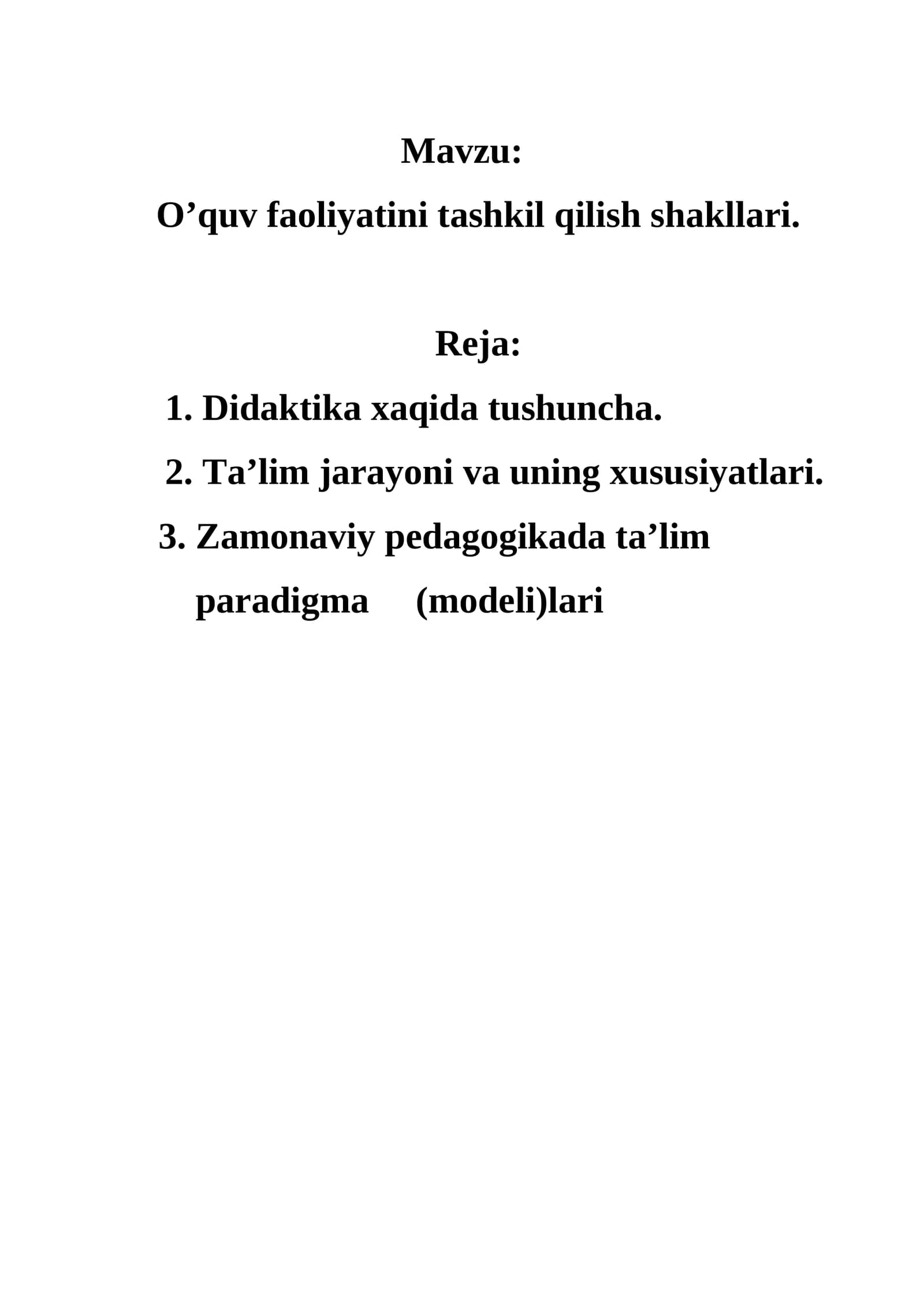 Zamonaviy pedagogikada ta’lim paradigmalar