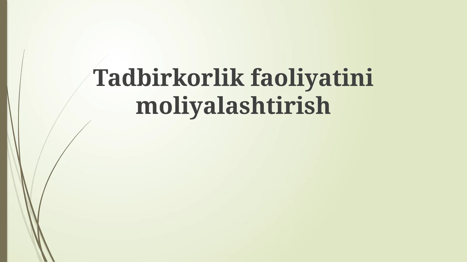 Tadbirkorlikfaoliyatinimoliyalashtirish