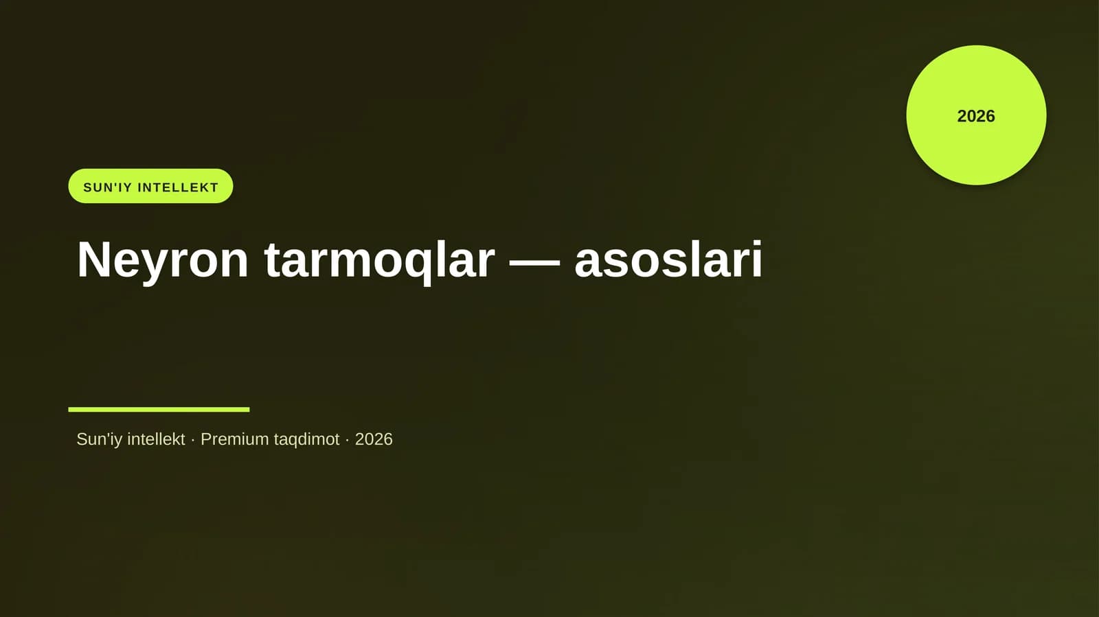 Neyron tarmoqlar — asoslari