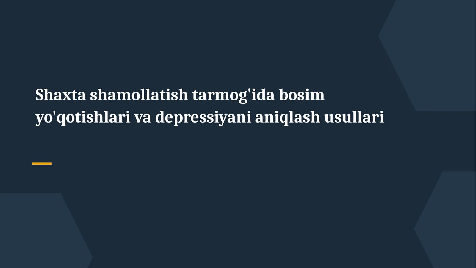 Shaxta shamollatish tarmog'i va depressiya tushunchasi