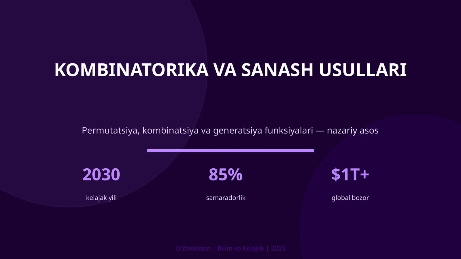 KOMBINATORIKA VA SANASH USULLARI
